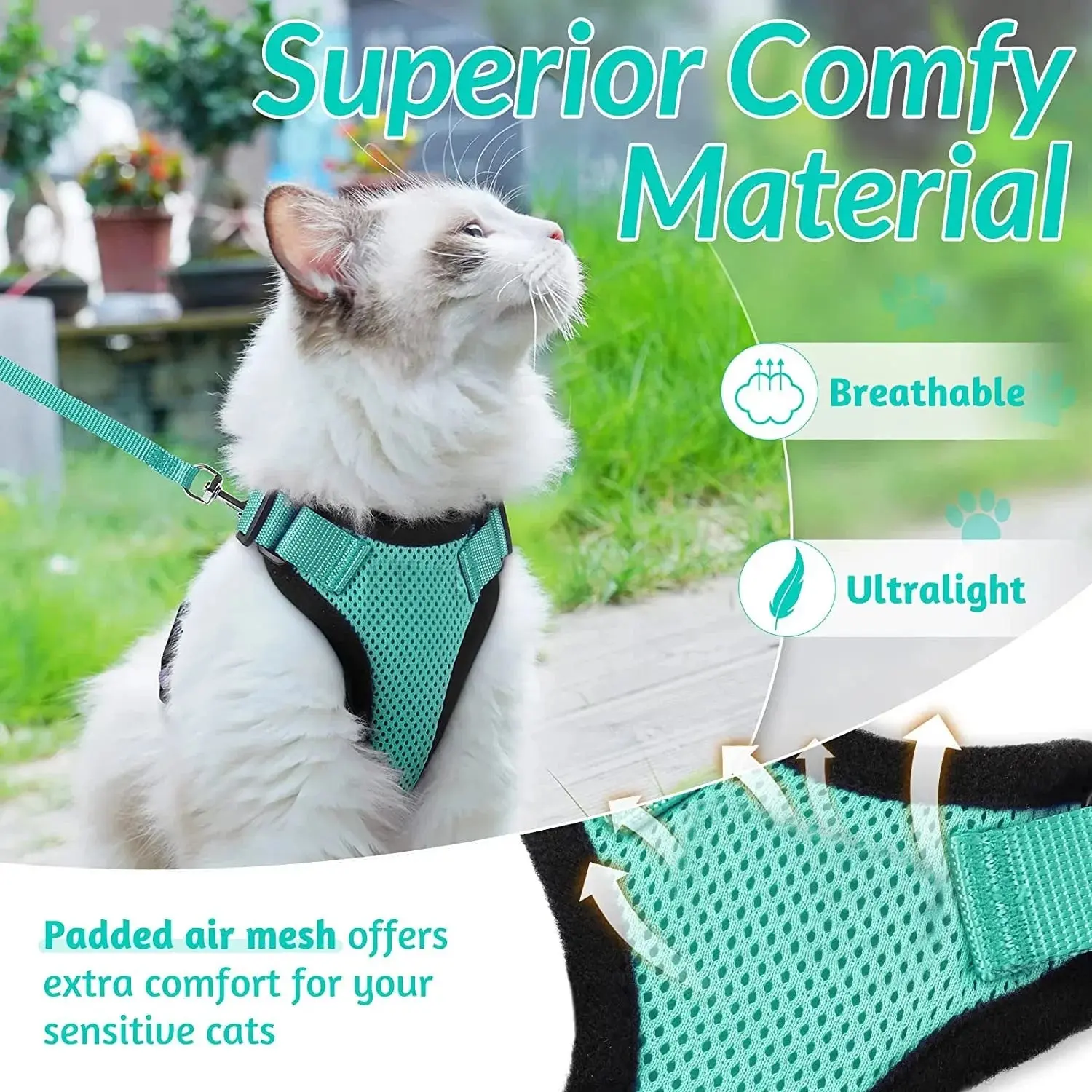 Cat Harness and Leash for Walking – Escape Proof, Soft &amp; Adjustable Vest Harnesses - Image 4