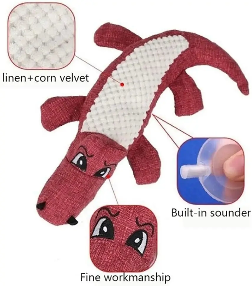 Squeaky crocodile plush for aggressive chewers🐾 - Image 3