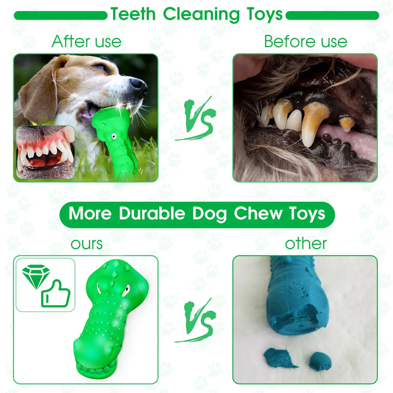 Green Rubber Alligator Toy Head Dog Chew For Aggressive Chewers - Image 3