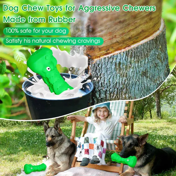 Green Rubber Alligator Toy Head Dog Chew For Aggressive Chewers - Image 6