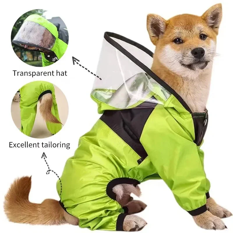 Waterproof Dog Raincoat Jumpsuit with Hood – Water-Resistant Full Body Pet Jacket - Image 3
